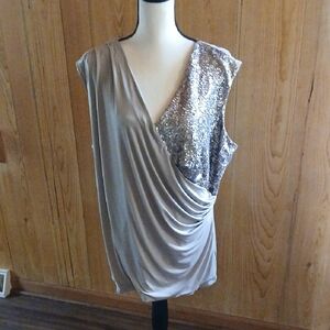 Worthington Gray Asymmetrical Sequin Blouse